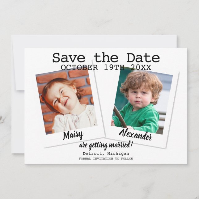 Moderne Fotos, die Hochzeiten machen, sparen das D Save The Date (Vorderseite)