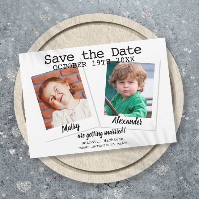 Moderne Fotos, die Hochzeiten machen, sparen das D Save The Date (Modern Childhood Photos Wedding Save The Date)