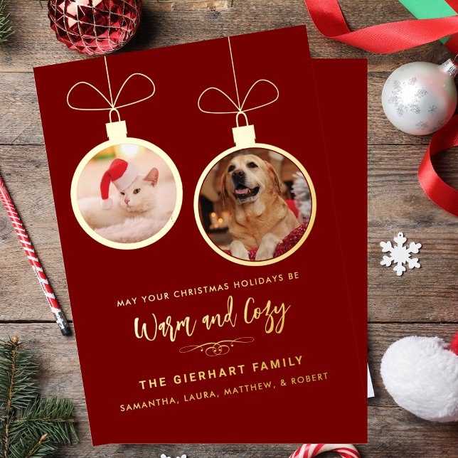 Moderne Fotos Elegante Weihnachten Folien Feiertagskarte (Modern Pet Photos Elegant Christmas Foil Holiday Card)