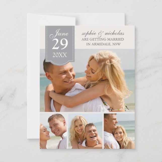 Moderne Fotos Hochzeit speichern das Datum Save The Date (Vorderseite)