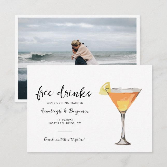 Moderne Fotoskript Hochzeit "Save the Date" (Vorne/Hinten)