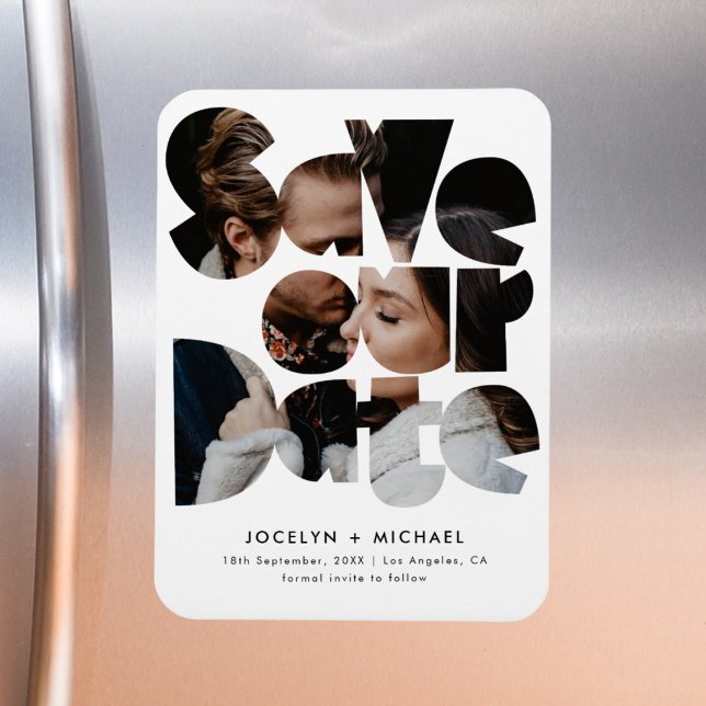 Moderne Fotovorlage Save the Date Hochzeit Magnet (Von Creator hochgeladen)
