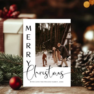 Moderne Fotoweihnachtskarte für trendy Feiertage Einladung