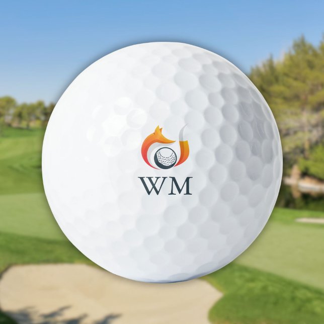 Moderne Fox- und Ball-Personalisierte Monogramm Golfball (Modern Fox Personalized Monogram Golf Balls)