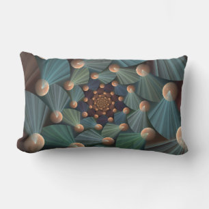 Moderne Fraktal Art mit Tiefe, Braun, Schiefer, Bl Lendenkissen