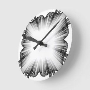 Moderne fraktale Burst-Wanduhr - Abstract Mono Runde Wanduhr