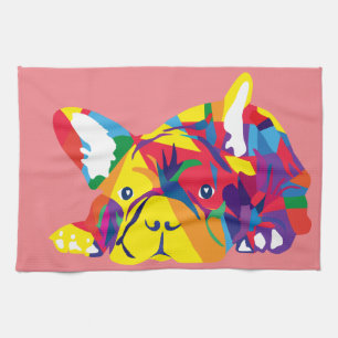 Moderne französische Bulldoggen-Silhouette Geschirrtuch