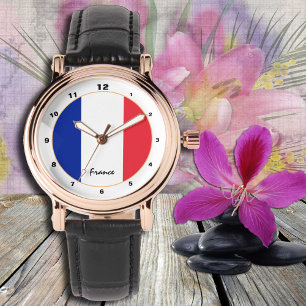 Moderne französische Flag & France Mode /Design Armbanduhr