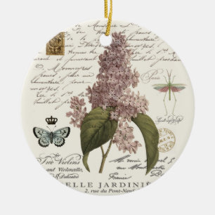 moderne französische Flieder im Vintage-Stil Keramik Ornament