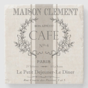moderne französische Vintage-Café Steinuntersetzer