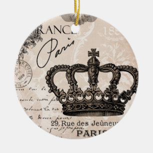 moderne französische vintage shabby chic krone keramik ornament