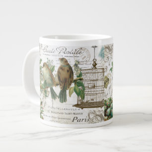 Moderne französische Vögel und Vogelkäfig im Vinta Jumbo-Tasse