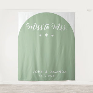 Moderne Frau Brautparty Sage Green Arch Wandteppich