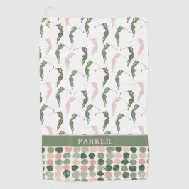 Moderne Frau Golfer Mit Monogramm Golfhandtuch