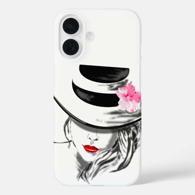Moderne Frau mit Hat iPhone Case (Rückseite)