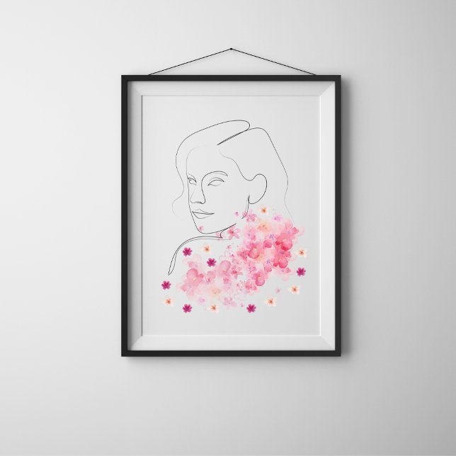 Moderne Frau mit rosa Blume Art Poster (Von Creator hochgeladen)