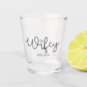 Moderne Frau Typografie Ehefrau Mrs Hochzeit Ihr Schnapsglas