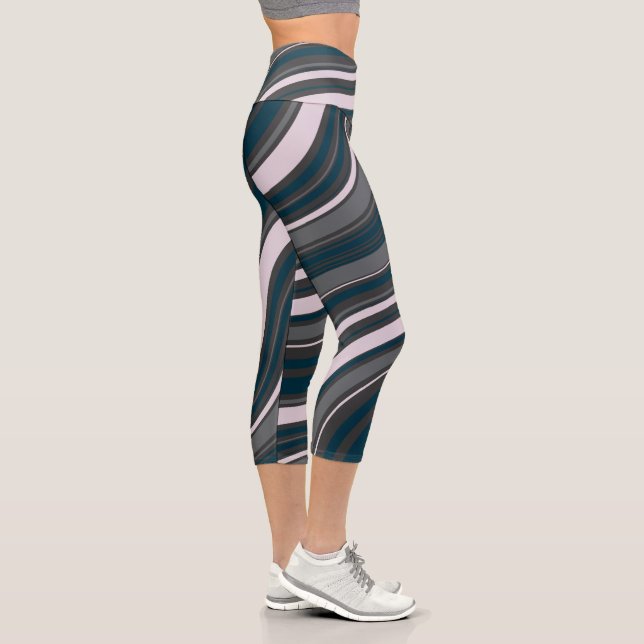 Moderne Frauen rustikal blau & grau Capri Leggings (Rechts)