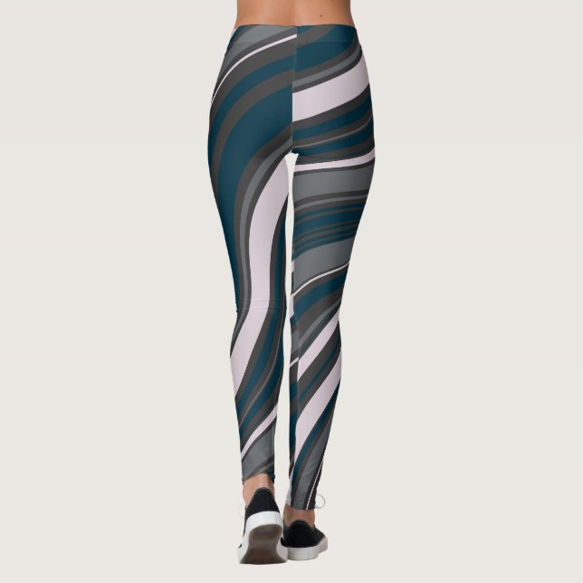 Moderne Frauen rustikal blau & grau Leggings (Rückseite)
