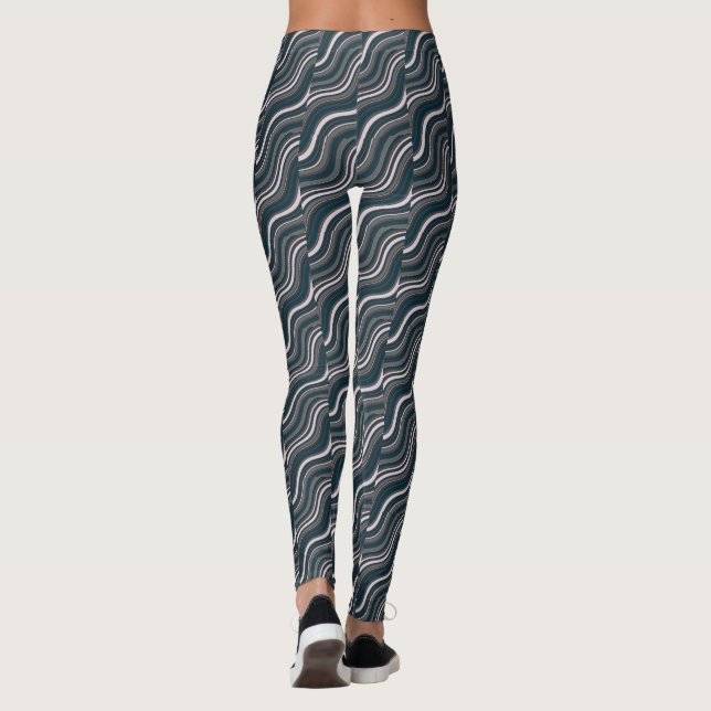 Moderne Frauen rustikal blau & grau Leggings (Rückseite)