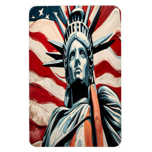 Moderne Freiheitsstatue mit amerikanischer Flaggen Magnet