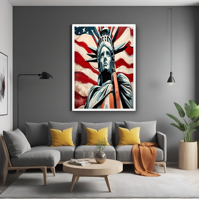 Moderne Freiheitsstatue mit amerikanischer Flaggen Poster (Von Creator hochgeladen)