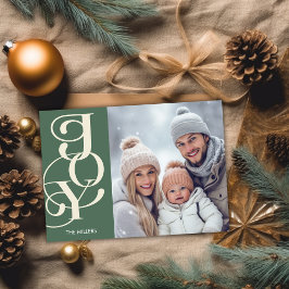 Moderne Freude Elegante Typografie Grünes Minimale Feiertagskarte