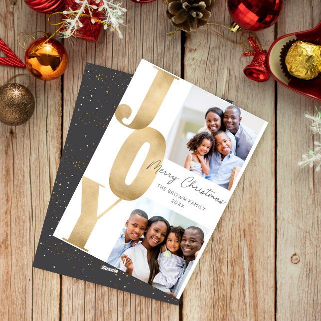 Moderne Freude frohe Weihnachten Zwei Foto Minimal (Von Creator hochgeladen)