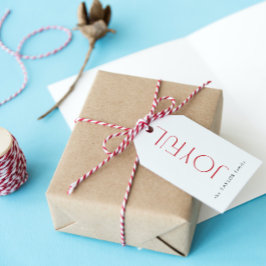 Moderne, freudvolle Typografie Roter Weihnachtsfei Geschenkanhänger