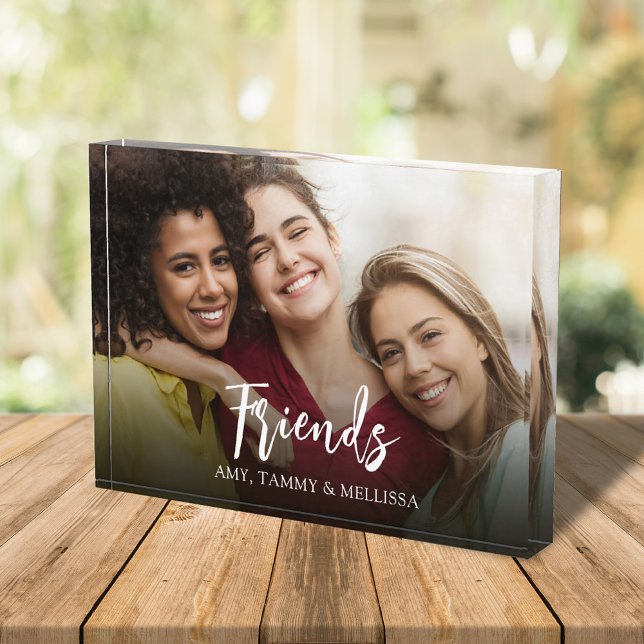 Moderne Freunde Personalisiert Fotoblock (Calligraphy script "Friends" Custom personalized photo block)