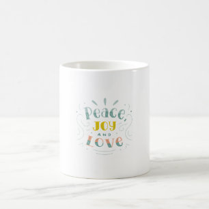 Moderne Friedensfreude und Liebe Typografie Tasse
