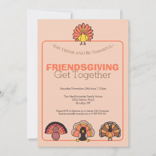 Moderne Friendsgiving-Mahlzeit Thanksgiving-Festpa Einladung