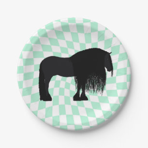 Moderne Friesian Horse Illustrated Pappteller
