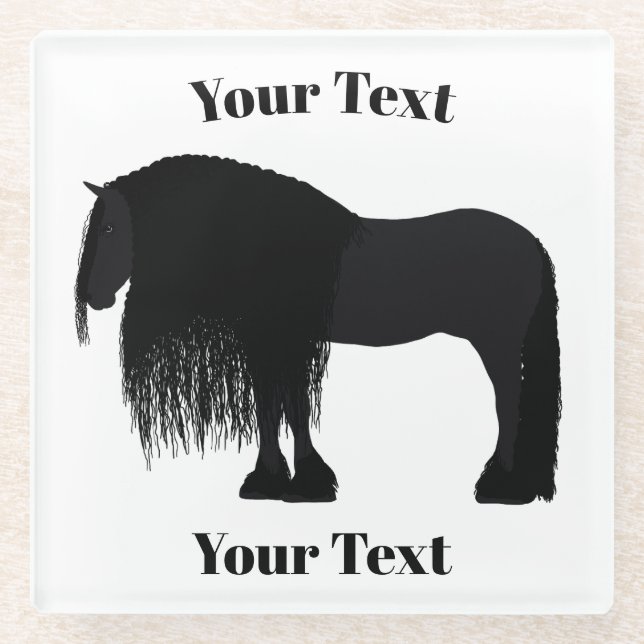 Moderne Friesian Horse Illustration Glasuntersetzer (Vorderseite)