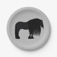 Moderne Friesian Horse Illustration Gray