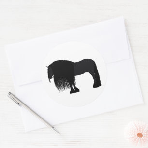 Moderne Friesian Horse Illustration Runder Aufkleber
