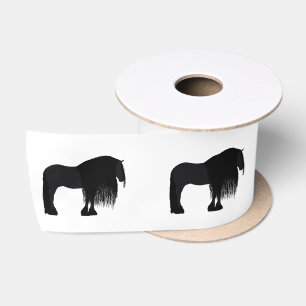 Moderne Friesian Horse Illustration Satinband