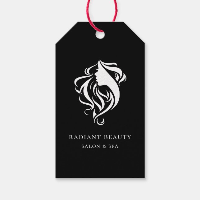 Moderne Friseur-Logos Schwarze Preisschilder Geschenkanhänger (Vorderseite)