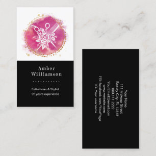 Moderne Friseur-Stylist-Schere Comb Pink Chic Visitenkarte