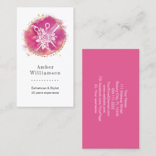 Moderne Friseur-Stylist-Schere Comb Pink Chic Visitenkarte