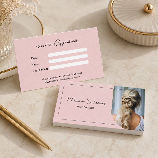 Moderne Friseursalons Pink Terminkarte (Modern Hair Stylist Salon Pink Appointment Card)