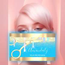 Moderne Friseurschere Tropfen Gold Blue