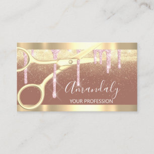Moderne Friseurschere Tropfen Gold Rose Visitenkarte