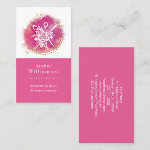 Moderne Friseurstylist-Schere Kamm Pink Chic Visitenkarte