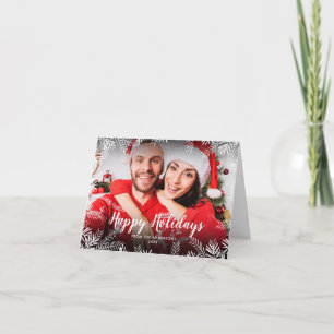 Moderne Frohe Feiertage Foto Weihnachtslaub Feiertagskarte