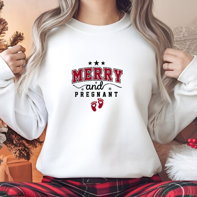 Moderne, frohe und schwangere Frau Sweatshirt (Modern Merry and Pregnant Woman Sweatshirt)