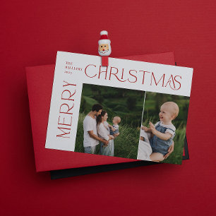 Moderne frohe Weihnachten 2 Foto Rote Typografie