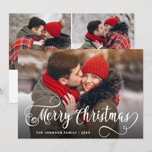 Moderne frohe Weihnachten 3 FOTO Gruß (Vorne/Hinten)