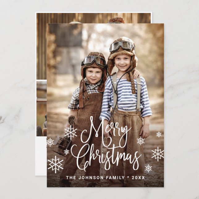 Moderne frohe Weihnachten 4 FOTO Gruß (Vorne/Hinten)