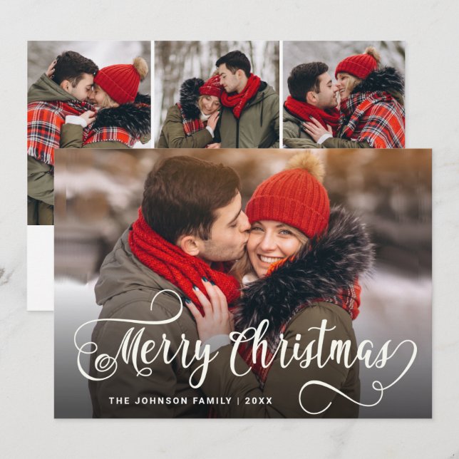 Moderne frohe Weihnachten 4 FOTO Gruß (Vorne/Hinten)